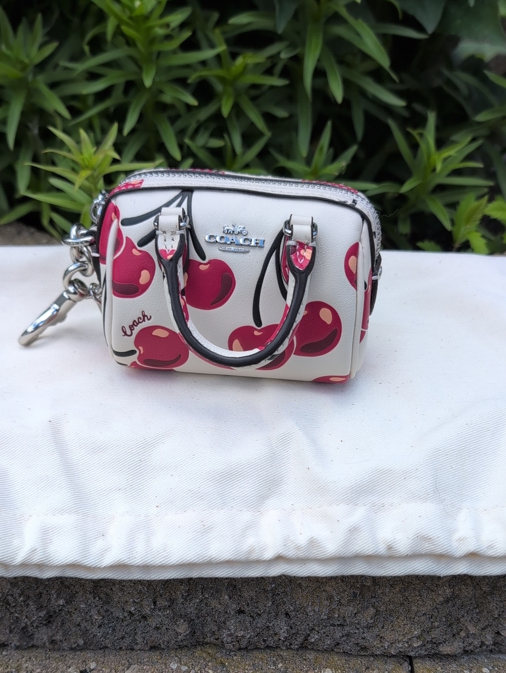 Coach Mini Rowan Bag Charm In Cherry Print